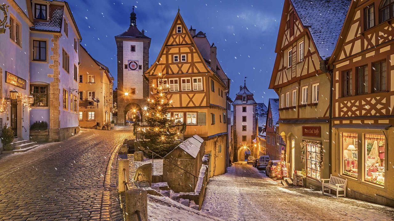 Das Plönlein mit dem Sieberstor und Kobolzeller Tor, Rothenburg ob der Tauber, Bayern, Deutschland