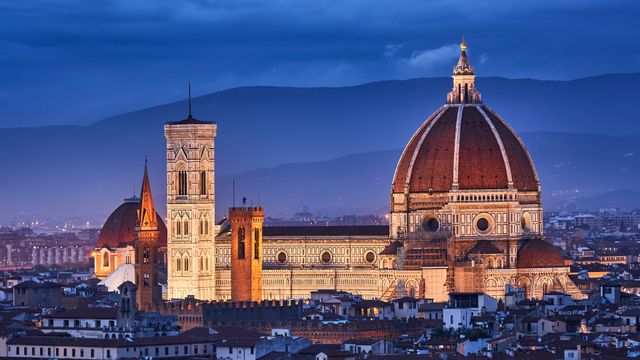Duomo Santa Maria del Fiore at dusk, Florence, Italy