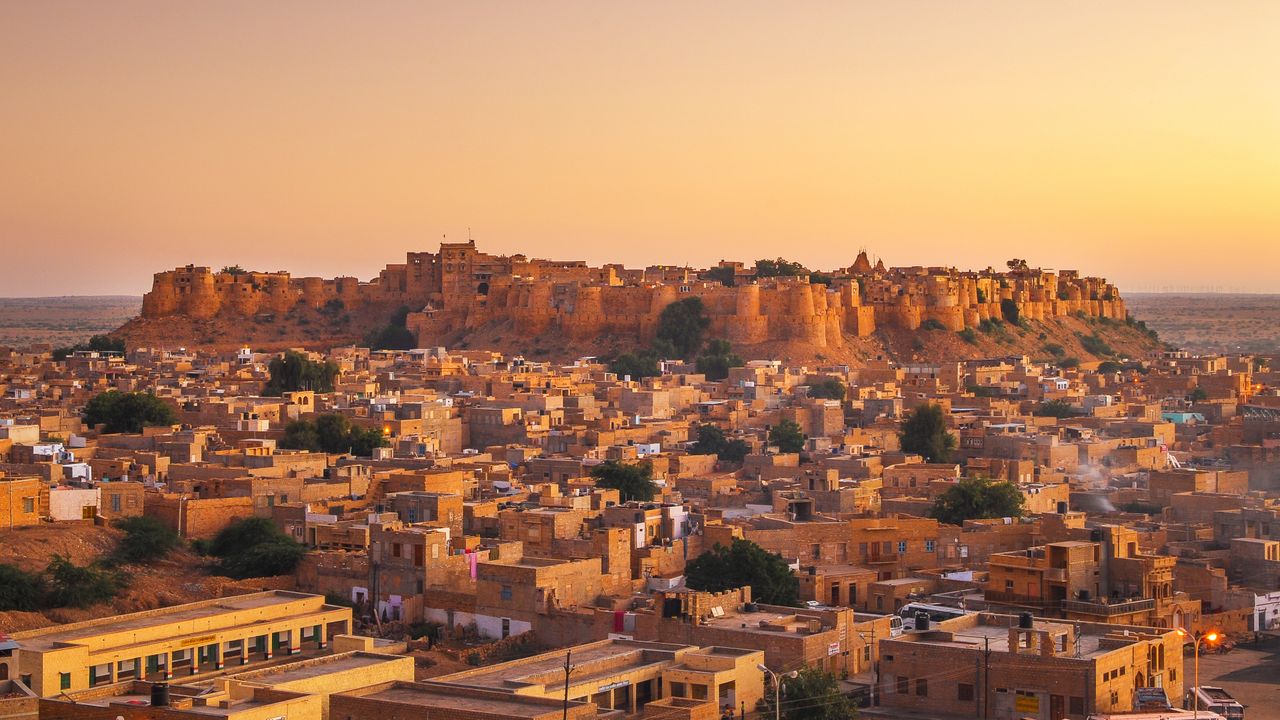 Jaisalmer Fort in sunset light in Rajasthan, India
