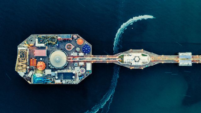 An aerial view of Brighton Pier, East Sussex