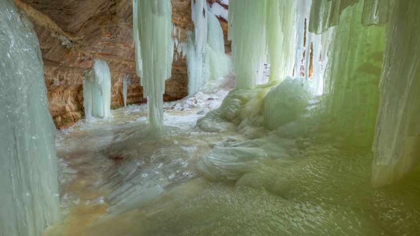 Cavernas de Gelo de Eben, Península Superior, no Michigan, nos EUA