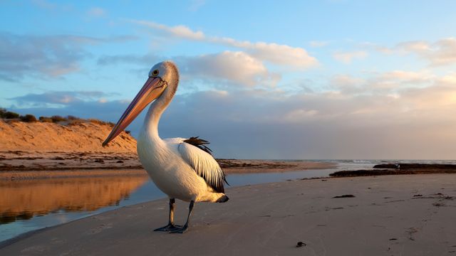 Australian Pelican, Dune-backed estuary, Australia