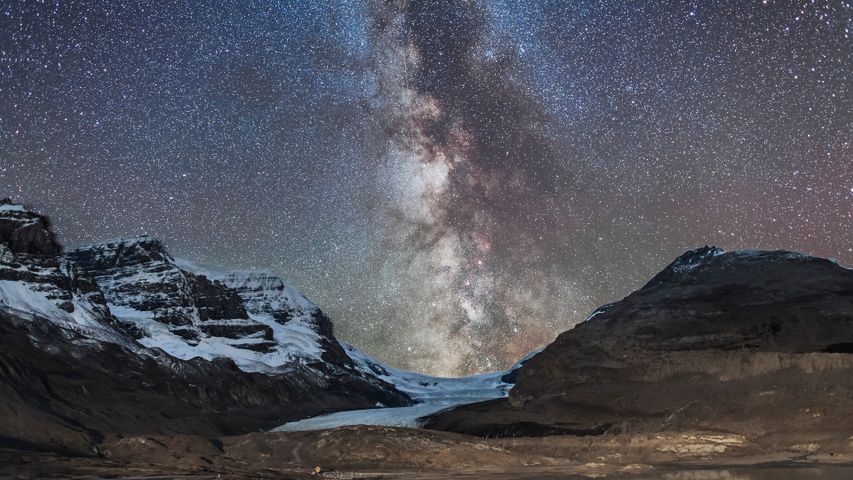 Milky Way over Athabasca Glacier in Jasper National Park, Canada