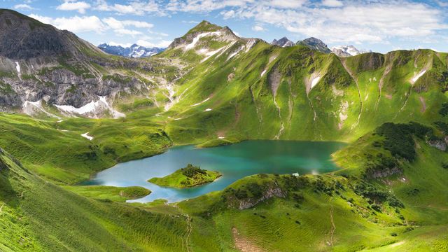 巴伐利亚州Schrecksee湖的全景图,德国