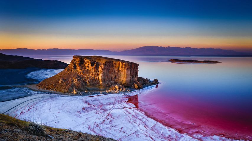 Kazem Dashi rock formation in Lake Urmia, Iran