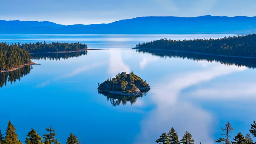 Fannette Island surrounded by Emerald Bay, Lake Tahoe, California, USA