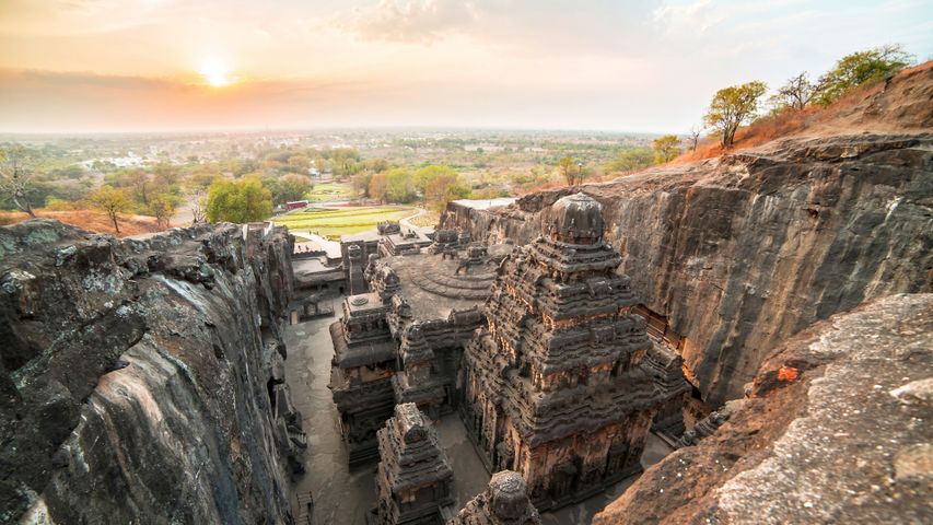 Kailasa temple in Ellora caves complex in India