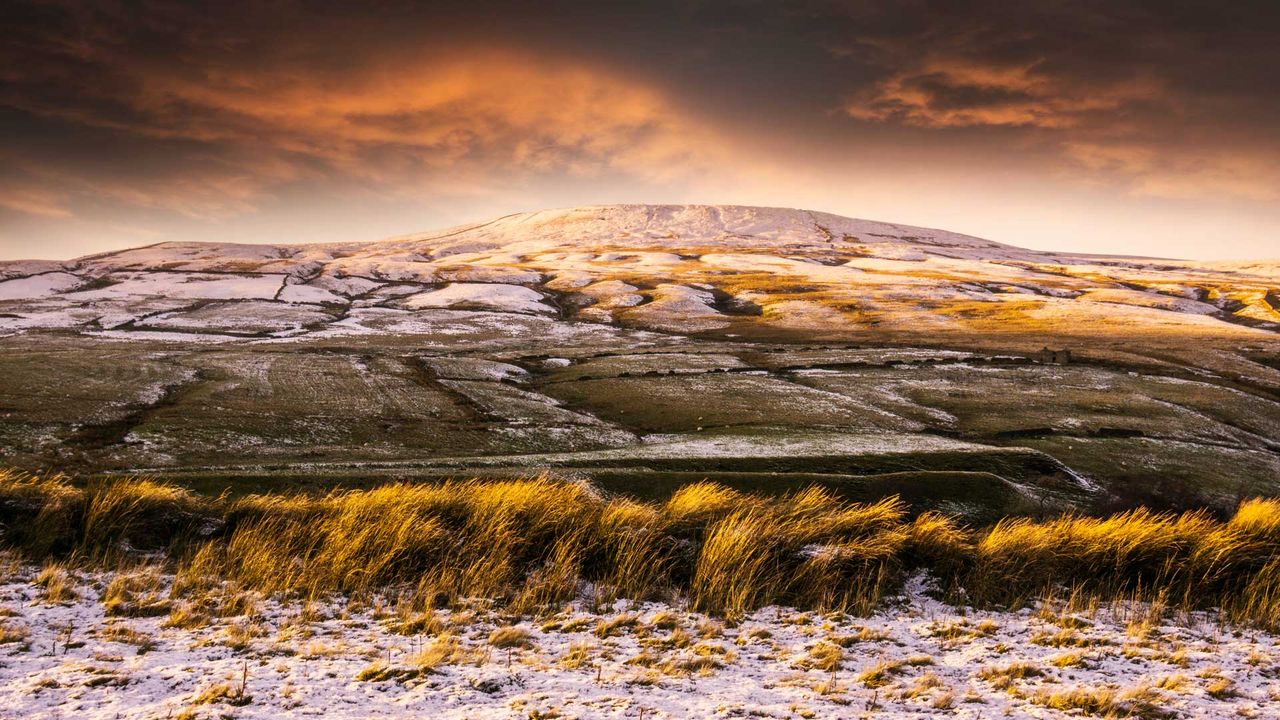 Low winter sunlight and frost in the Yorkshire Dales 