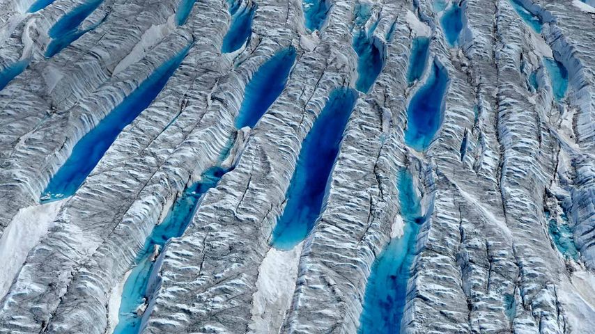 Schmelzwasser auf dem grönländischen Eisschild, Grönland