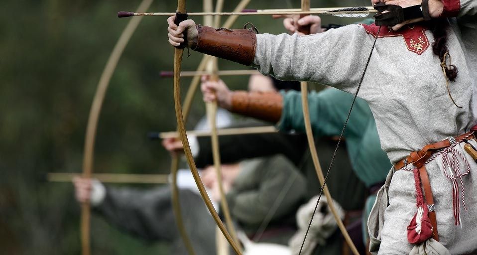 Enthusiasts participate in the annual Battle of Hastings re-enactment, Battle, England
