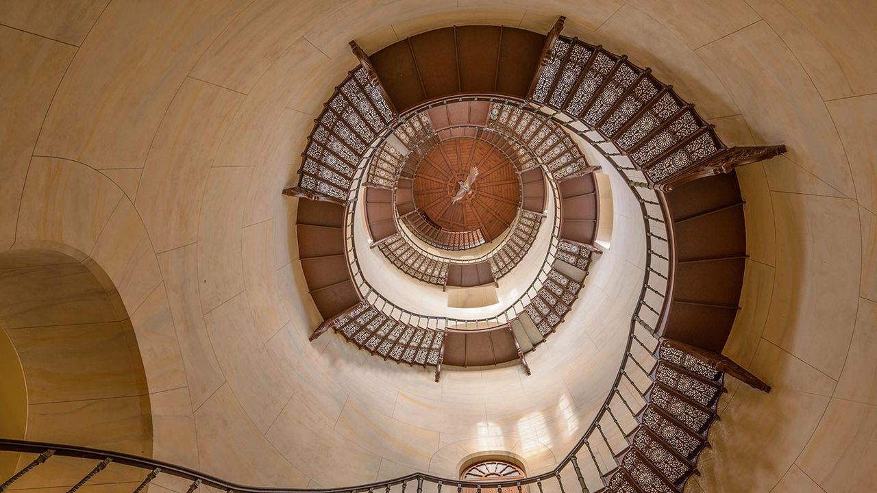 Treppenhaus im Jagdschloss Granitz, Insel Rügen, Mecklenburg-Vorpommern, Deutschland 