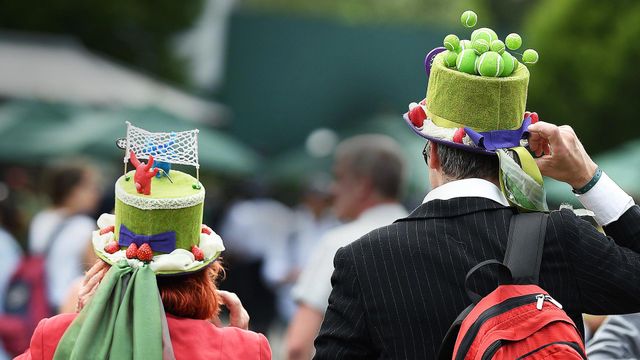 Spectators wearing hats at Wimbledon in 2017