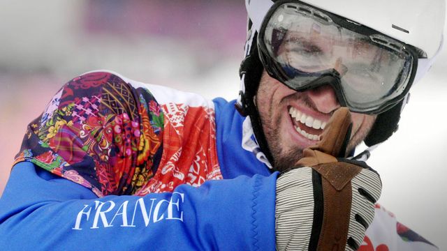 Pierre Vaultier, vainqueur de l’épreuve de Snowboard Cross, 18 février 2014, Jeux Olympiques de Sotchi, Russie