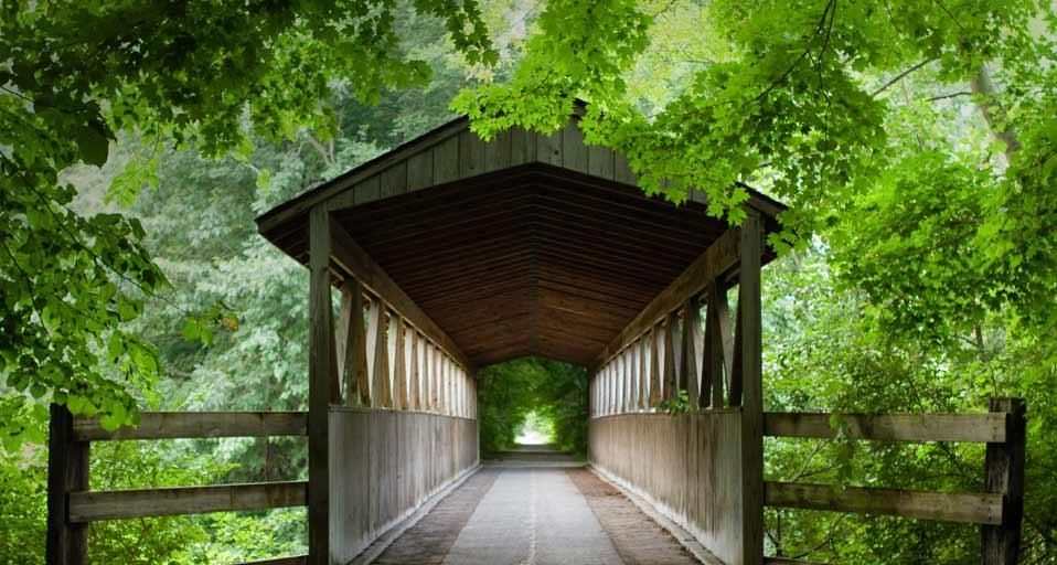 Rustic Black River covered bridge near South Haven, Michigan