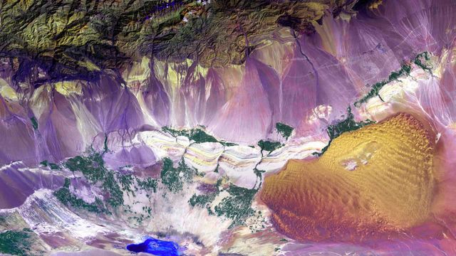 Vue aérienne de la depression de Tourfan, Chine