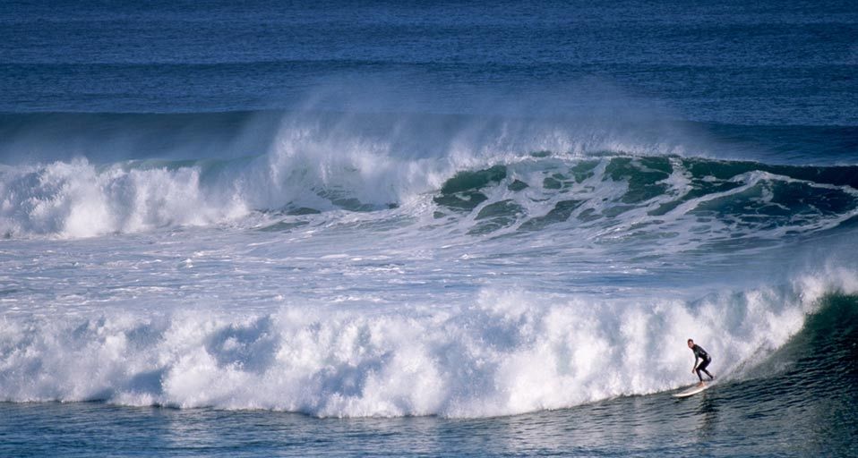 Surfer off of Bell's Beach, Victoria