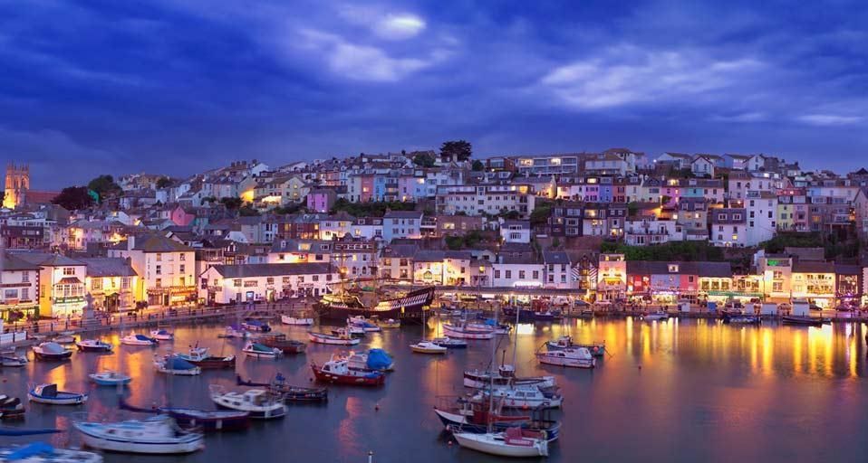 Boats in Brixham Harbour, Devon, England