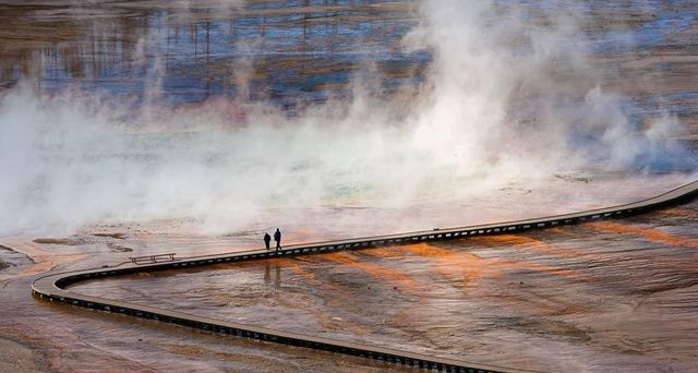 Boardwalk in Yellowstone National Park, Wyoming, USA