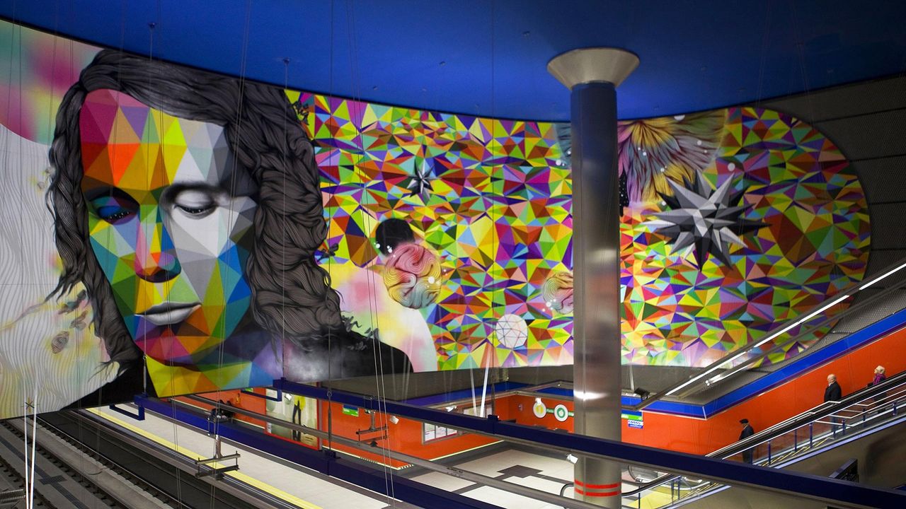 Mural de Paco de Lucía en la estación madrileña de metro que lleva su nombre