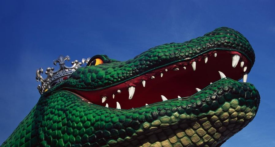 Alligator float during the Mardi Gras celebration in New Orleans, Louisiana