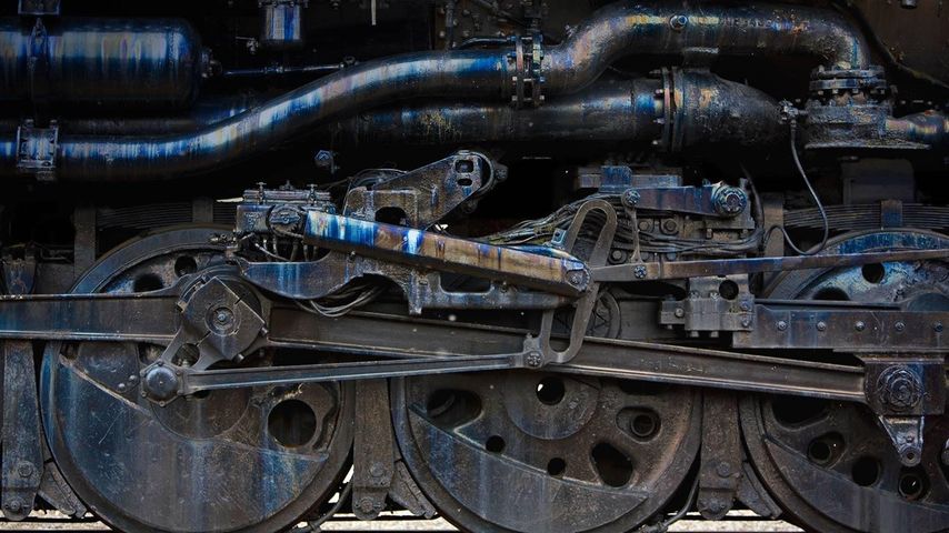 Detail of a steam engine at Steamtown National Historic Site, Scranton, Pennsylvania