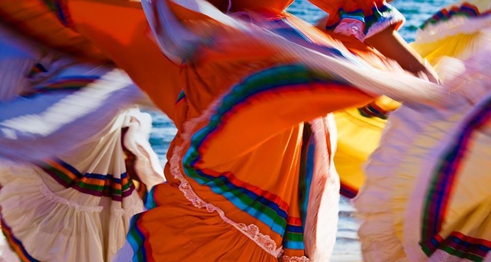 Close-up of traditional dancers in Guaymas, Sonora, Mexico