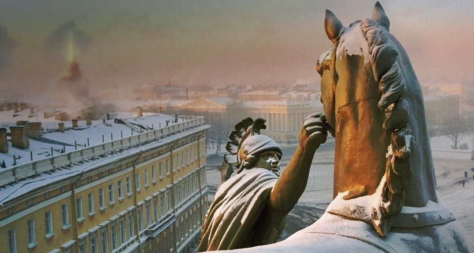 Palace Square atop the arch of the General Staff Building, Saint Petersburg, Russia
