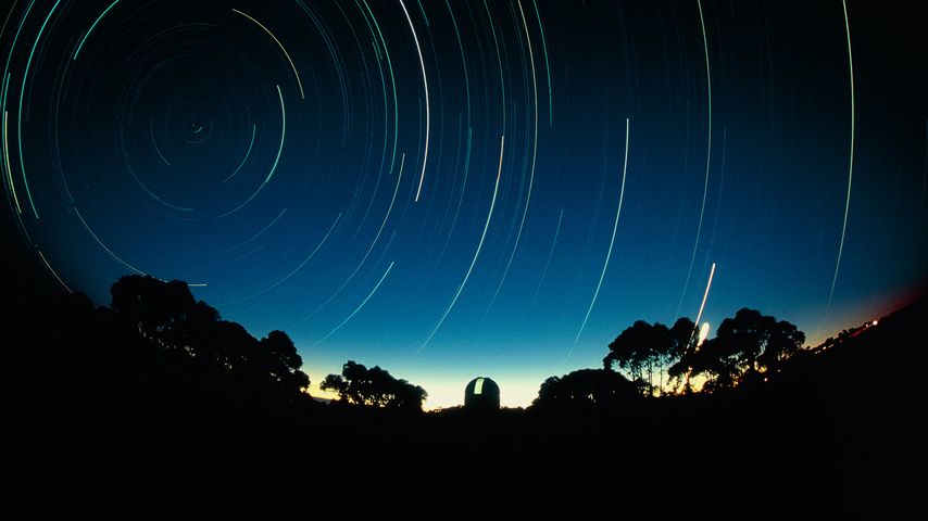 Time-lapse image of the skies above the Siding Spring Observatory near Coonabarabran in New South Wales, Australia