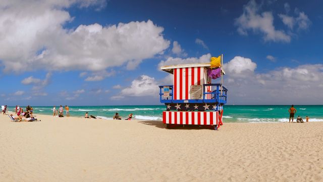 Lifeguard station at Lummus Park in South Beach, Miami, Florida 