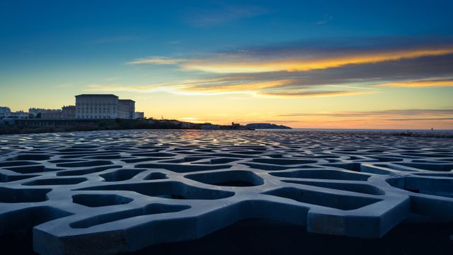 Palais du Pharo au crépuscule à Marseille, Bouches-du-Rhône, Provence-Alpes-Côte d'Azur