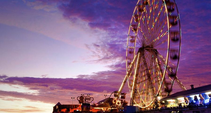 Ferris wheel at Dusk on Central Pier, Blackpool, Lancashire, England