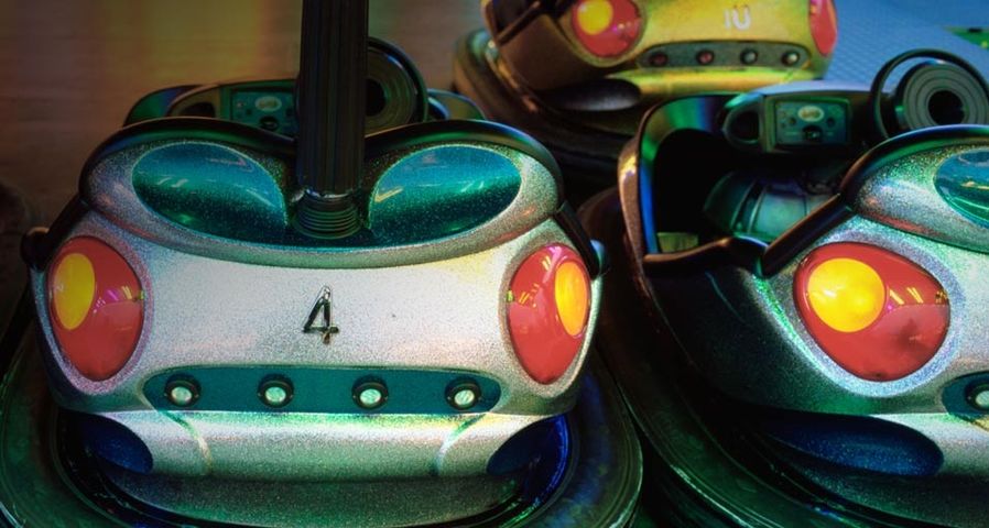 Close-up of bumper cars in Stuttgart, Germany