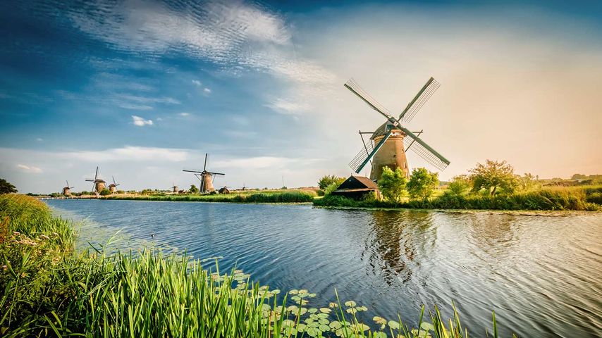 Moulins à vent historiques près de Rotterdam, Pays-Bas