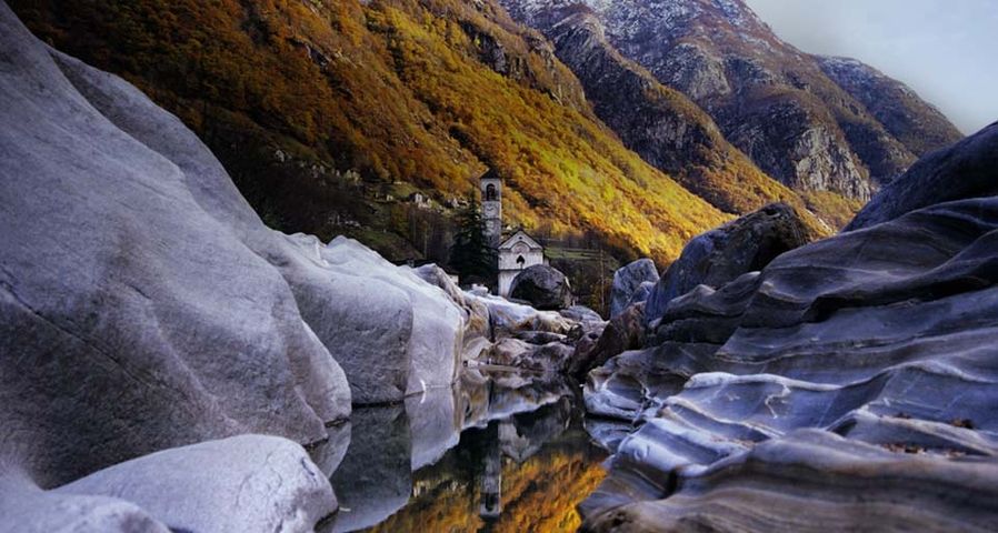 Verzasca stream running through the Verzasca  valley, Ticino, Switzerland