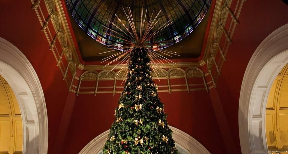 Christmas tree under the dome of the Queen Victoria Building. Sydney, New South Wales, Australia.