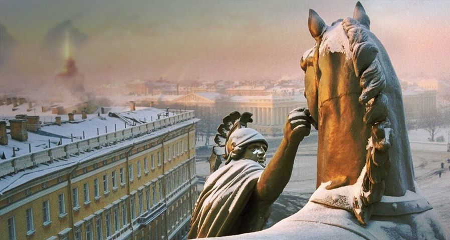 Palace Square atop the arch of the General Staff Building, Saint Petersburg, Russia