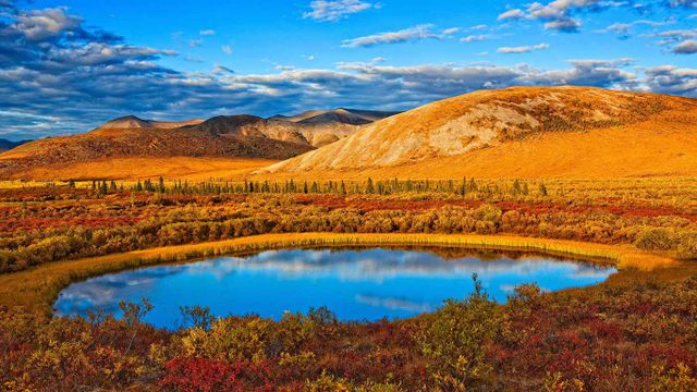 The setting sun along the Dempster Highway, Yukon