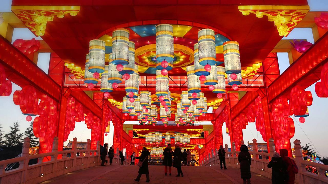 Lanterns at Datang Furong Garden, Tang Paradise in Xi'an, China