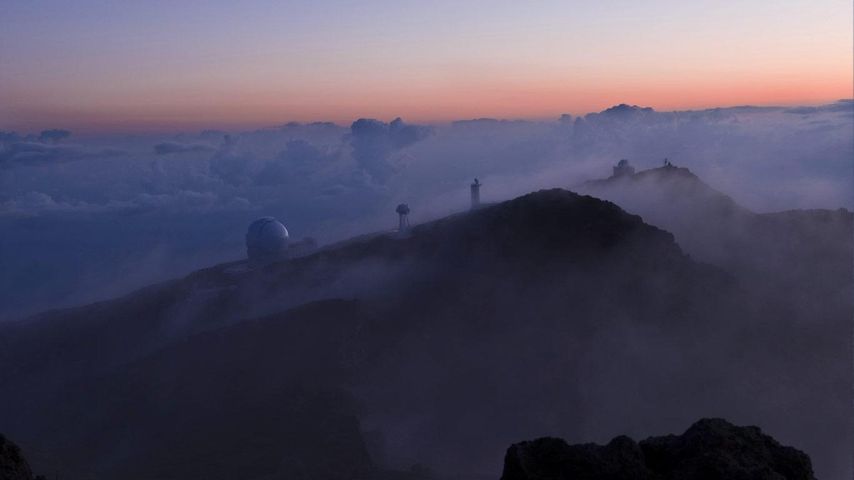 Telescopes at the Roque de los Muchachos Observatory on La Palma in the Canary Islands, Spain