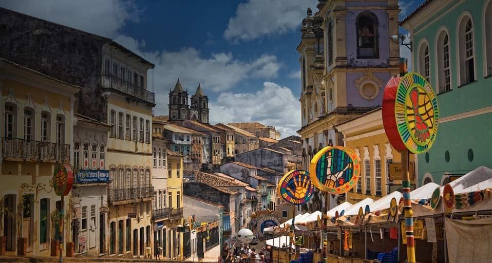 Pelourinho, the old historic center of Salvador, Bahia state, Brazil, during Carnival