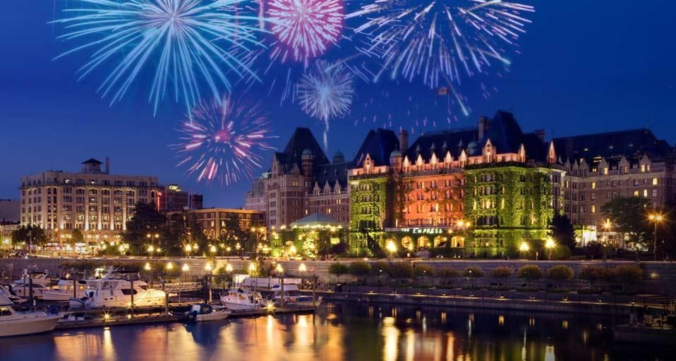 Fireworks over Inner Harbour, Victoria, British Columbia