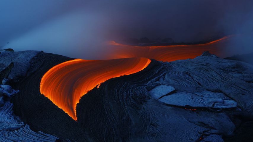 Lava from Kilauea volcano in Hawaii, USA