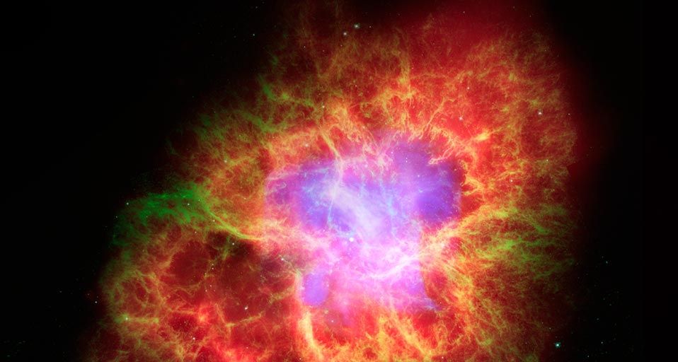 Spiral galaxy in Crab Nebula