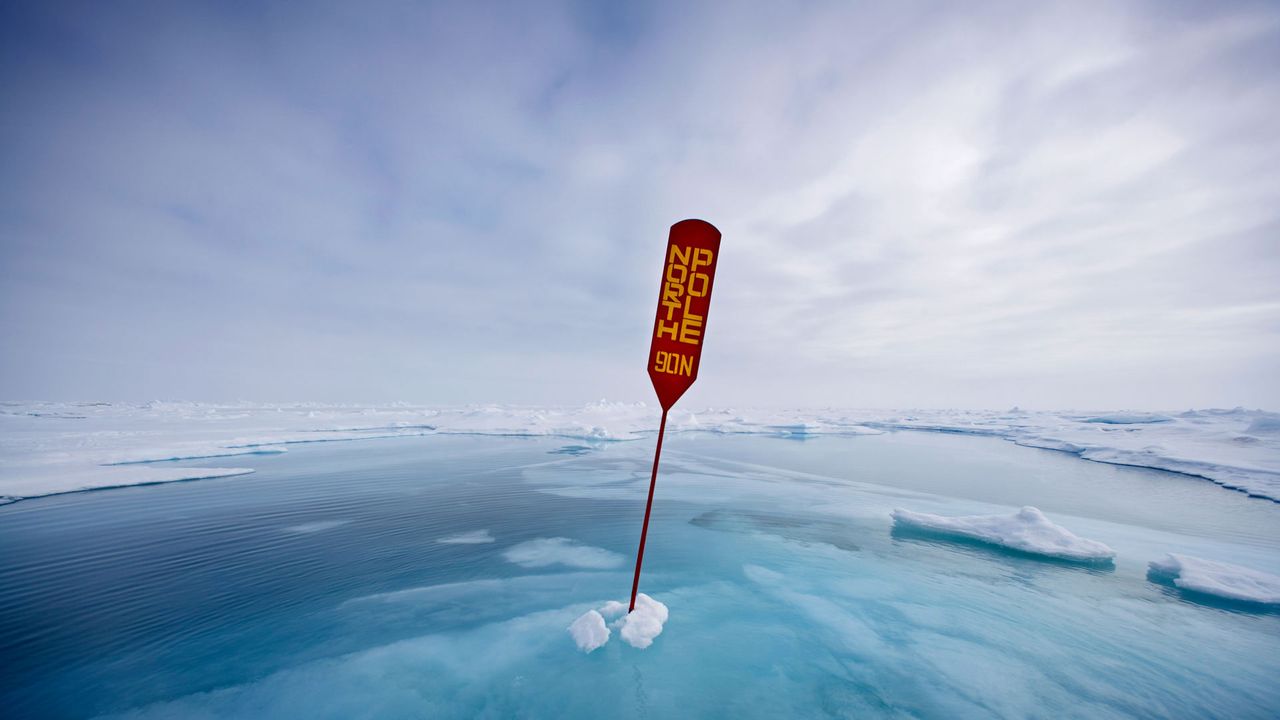 Marker at 90 degrees North, aka the North Pole 