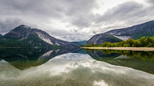 Kobbvatnet Lake in Sørfold, Norway
