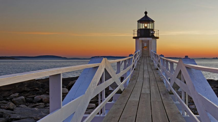 Leuchtturm Marshall Point in der Nähe von Port Clyde, Maine, USA