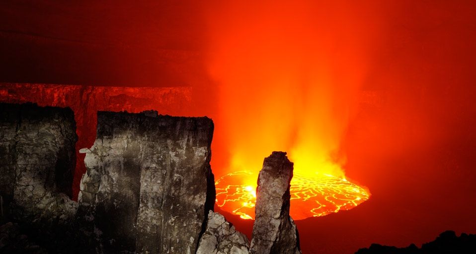 Lava lake within Nyiragongo Volcano near Goma, in the Democratic Republic of Congo