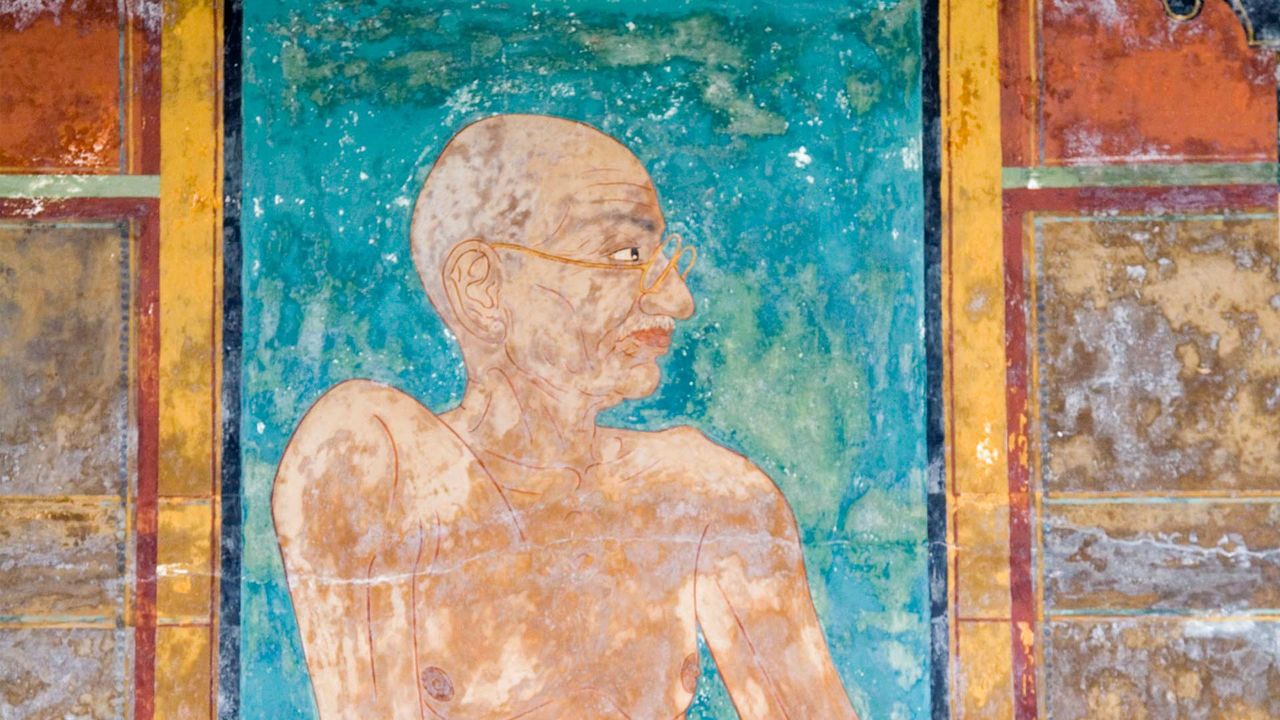 Painting of Mahatma Gandhi at Gandhi Smriti, formerly known as Birla House, Gandhi Museum.