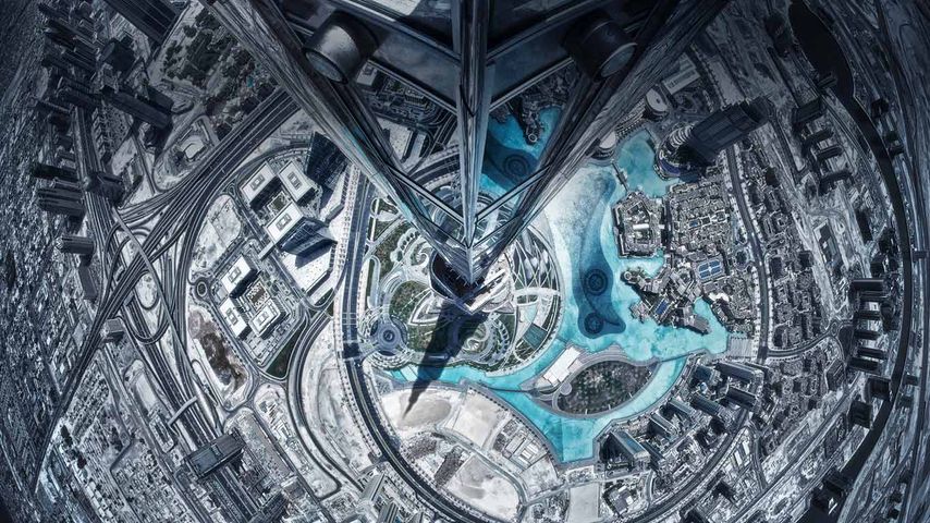 View from the top of Burj Khalifa, in Dubai, United Arab Emirates