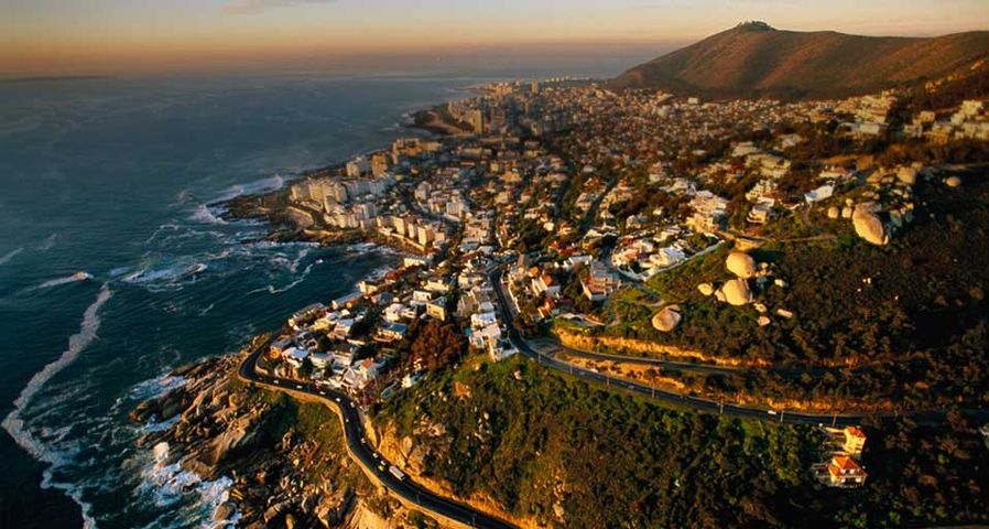Cliffside suburbs just south of Cape Town, South Africa